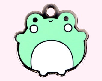 Pet ID Tag - Frog - Enamel pet tag for dogs and cats. Free custom engraving included
