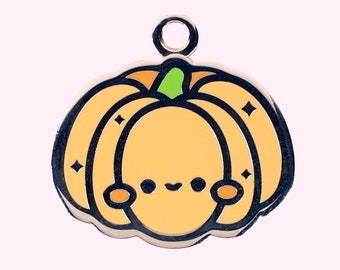 Cute Pumpkin Pet Tag for cats and dogs, kawaii, personalized dog tag