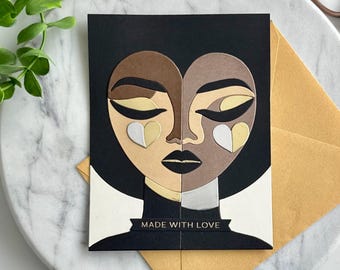 Color Block Afro Woman Greeting Card | Made With Love Note Card