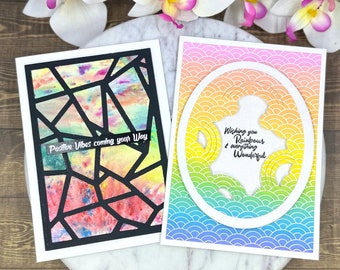 Rainbow Greeting Card | Positive Vibes Note Card, Colorful Geometric Design