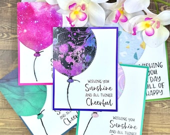 Colorful Balloon Birthday Card | Sunshine Greeting Notecard