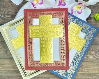 Gold Foil Cross Easter Card | Embossed Religious Greeting