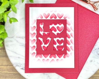 Red Love Cutout Greeting Card | Handmade Note Card