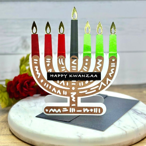 Kwanzaa Kinara Greeting Card | Happy Kwanzaa Holiday Card | Custom Card Pack | Gift Set