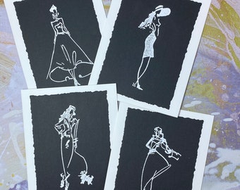 Embossed Fashion Greeting Card | Runway Model Note Cards