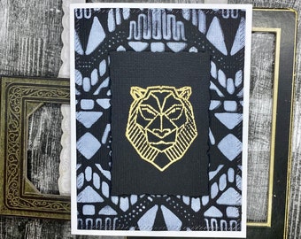 Gold Foil African Animal Greeting Card | Geometric Lion, Elephant, Giraffe