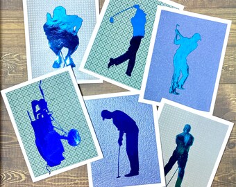 Golf Greeting Card Set | Foil Silhouette Note Cards