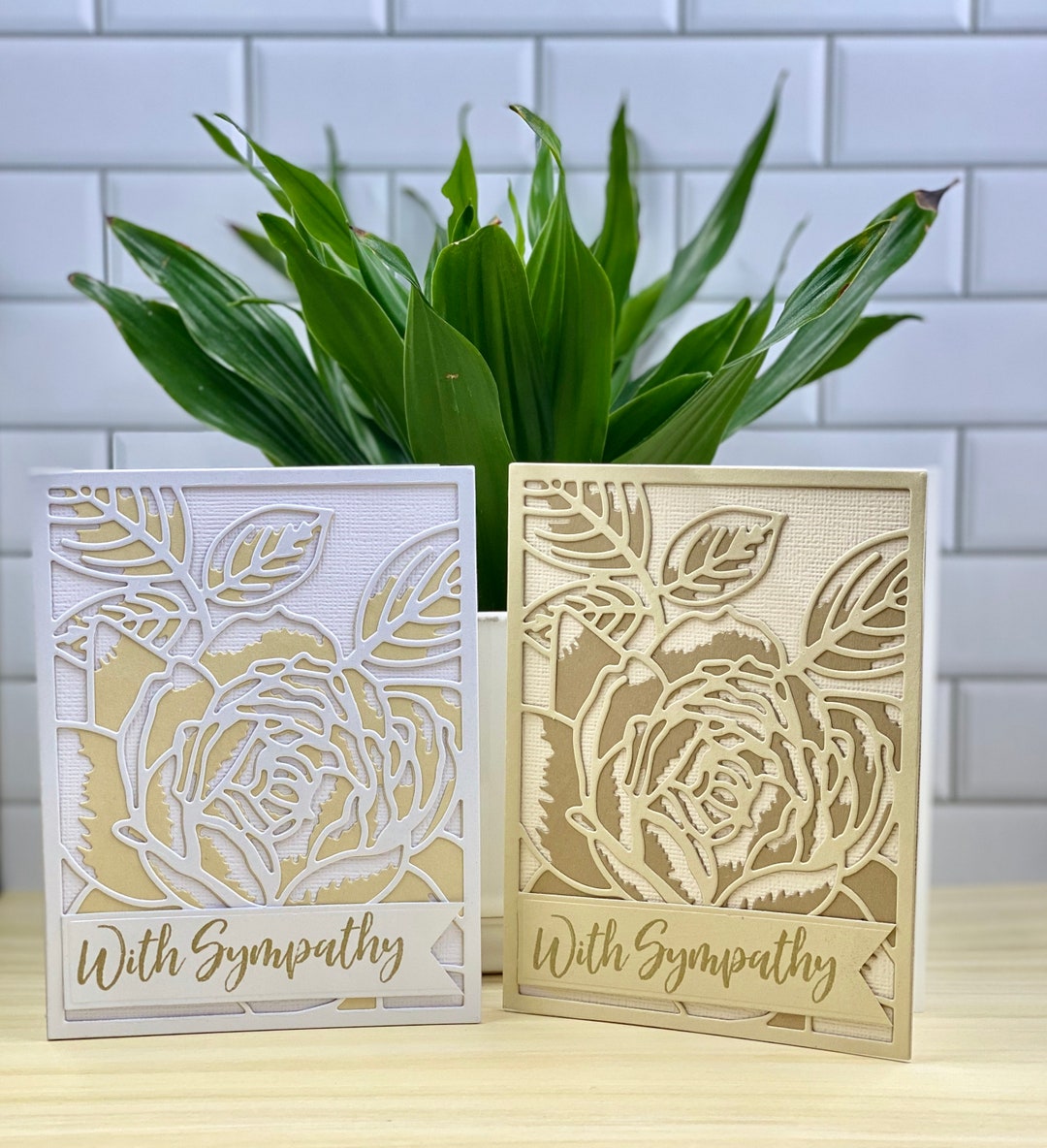 With Sympathy Greeting Card Floral Encouragement Note Card Rose