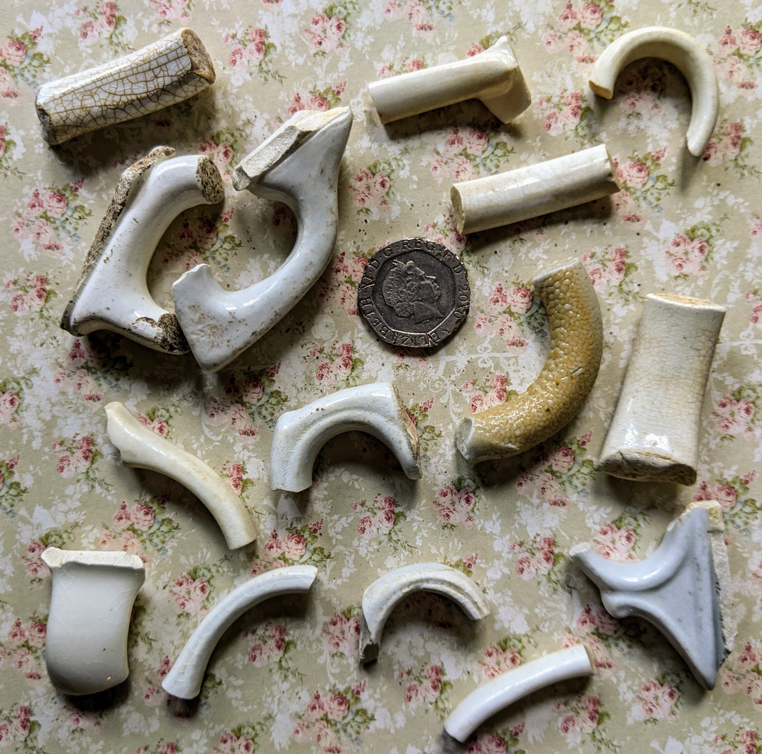 Some lovely old Teacup Handles Of White Pottery Pieces Found Etsy