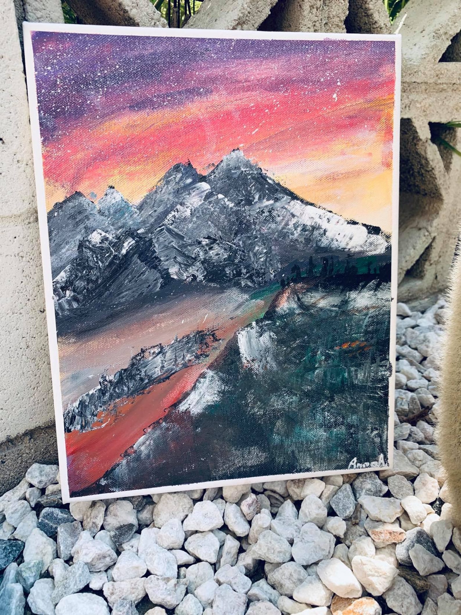 Mountains Abstract Acrylic Painting Etsy