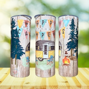 Happy Campers Tumbler Personalized, Family Camping Gift, Camping Cup with straw, Custom Camper Tumbler with lid, Happy Camper Travel Mug