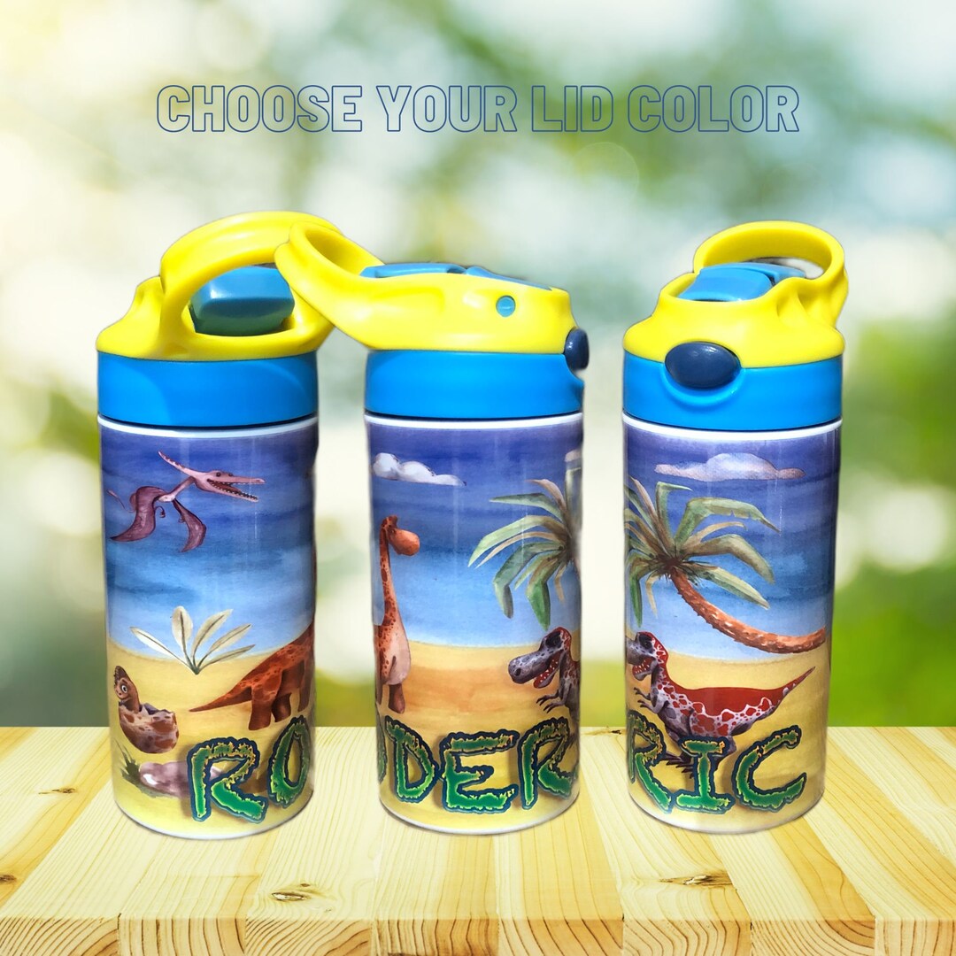 Dinosaur Water Bottle Personalized, Kids Water Bottle Customized With