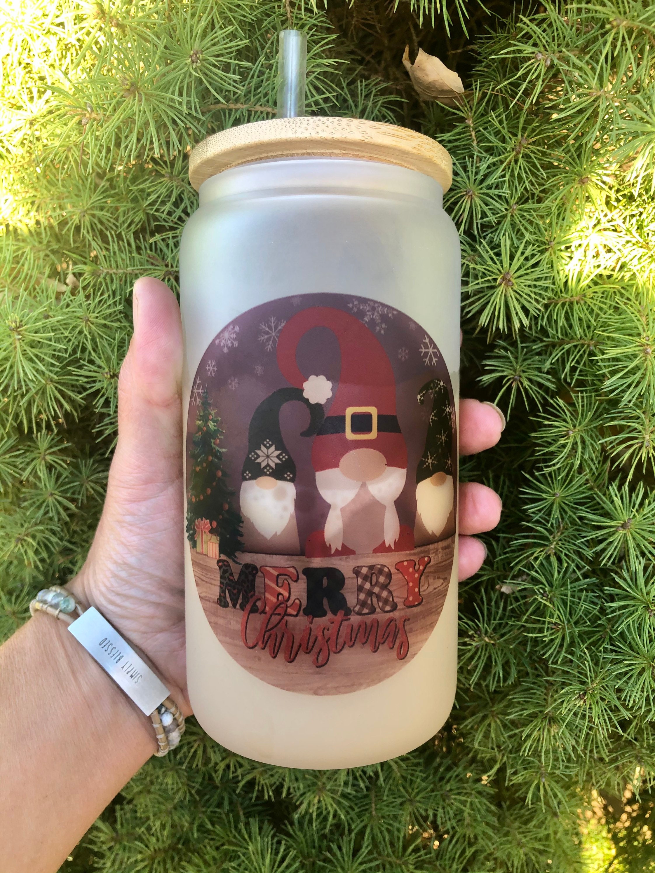 Christmas Gnome 16oz Frosted Glass Cup, Iced Coffee Cup, Winter Coffee –  Wild Outdoor Creations