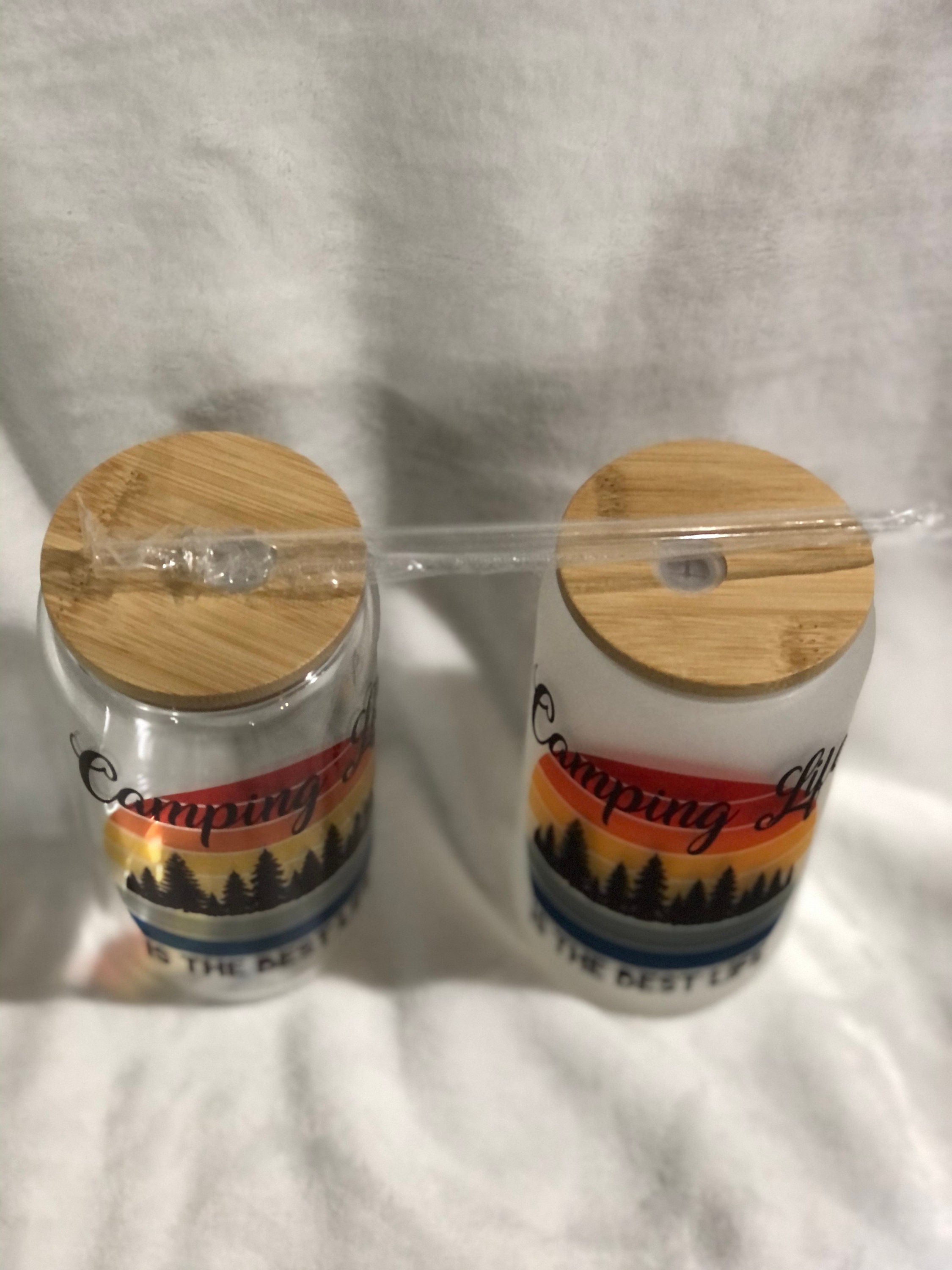Camping Beer Mugs Camping Glass Jar Camping Life Cup Iced Etsy