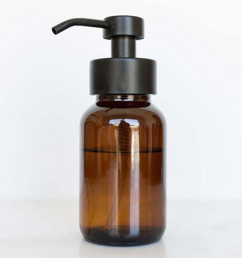 Amber Glass Foaming Soap Dispenser for Apothecary CounterTops Etsy