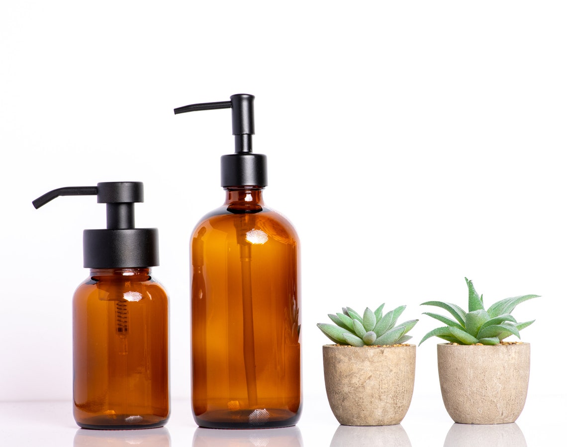 Foaming Hand Soap and NonFoaming Dish Soap Bottle Set Amber Etsy