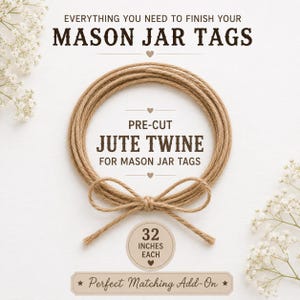 Pre-Cut Jute Twine for Mason Jar Tags | Rustic Baby Shower String