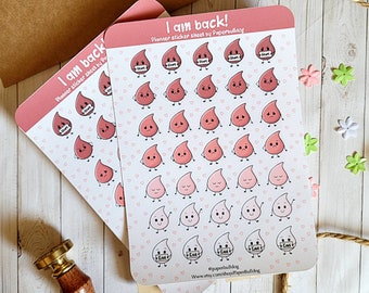 Functional Labels Minimalist Planner Stickers Bullet Journal PERIOD TRACKER Mini Icon Stickers