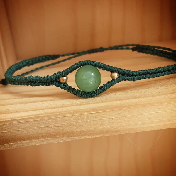 Pulsera Macramé Verde Piedra. Macrame Green  Bracelet Stone.