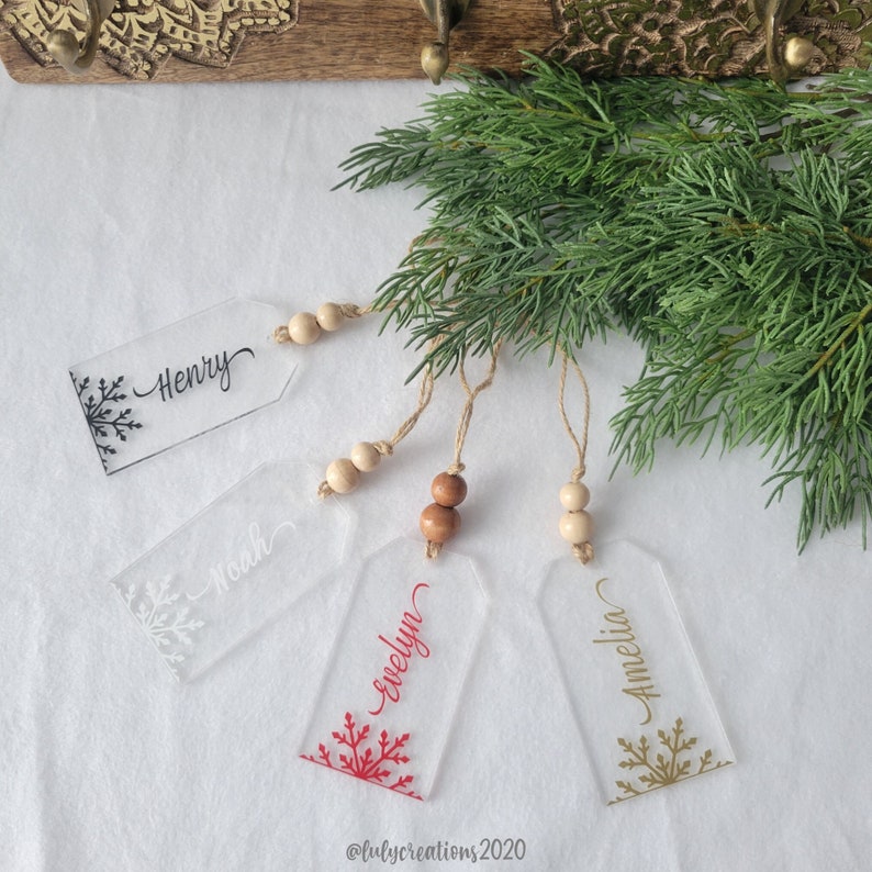 Acrylic Christmas Stocking Name Tags Personalized Acrylic Etsy