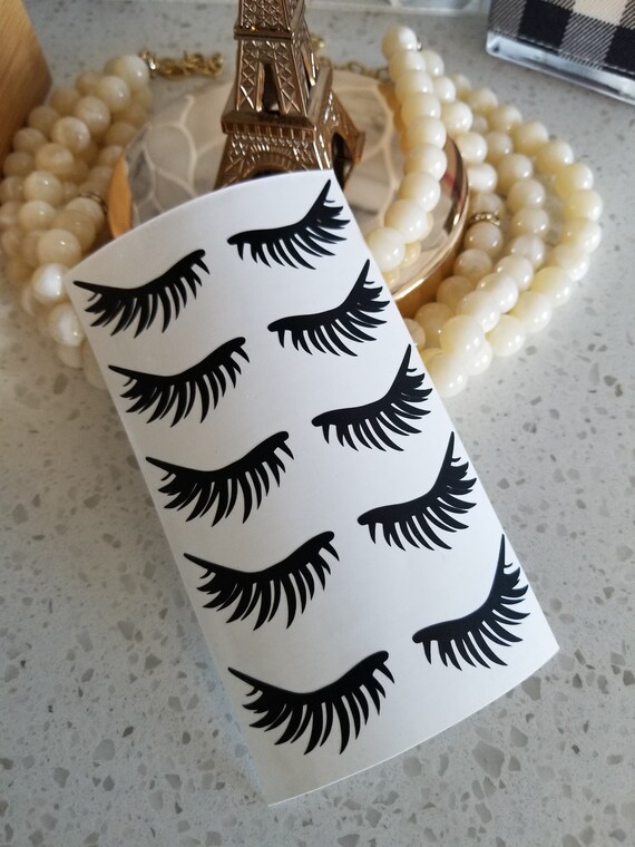 Eyelashes Vinyl Decal 5 lashes set Lashes Stickers vinyl Etsy