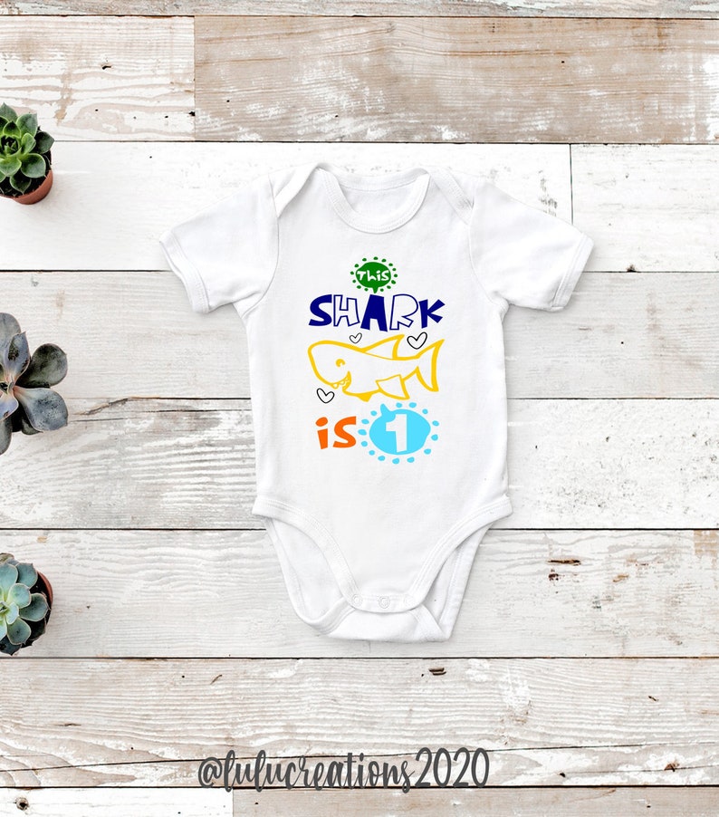 Cake Smash Outfit First Birthday Onesie Personalized Baby Onesie Shark Onesie 1st birthday outfit Custom First Birthday Bodysuit