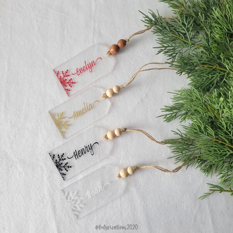 Acrylic Christmas Stocking Name Tags Personalized Acrylic Etsy