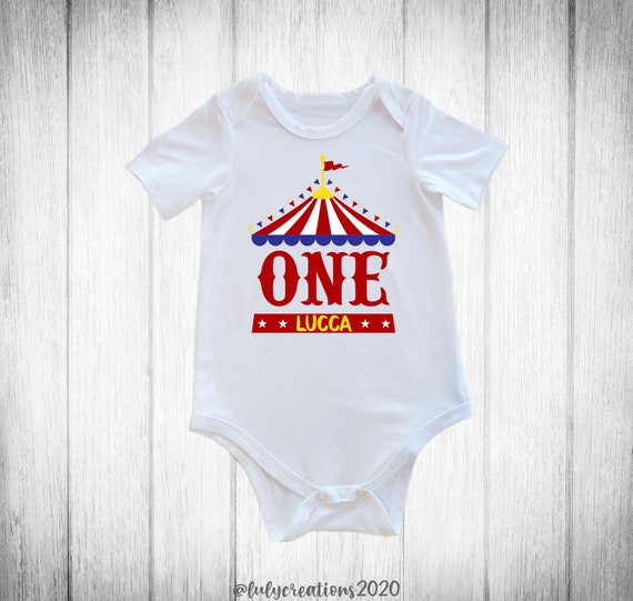 Circus First Birthday Onesie, Cake Smash Outfit, Circus Baby Onesie,  Neutral First Birthday Bodysuit, Circus 1st birthday girl or boy outfit