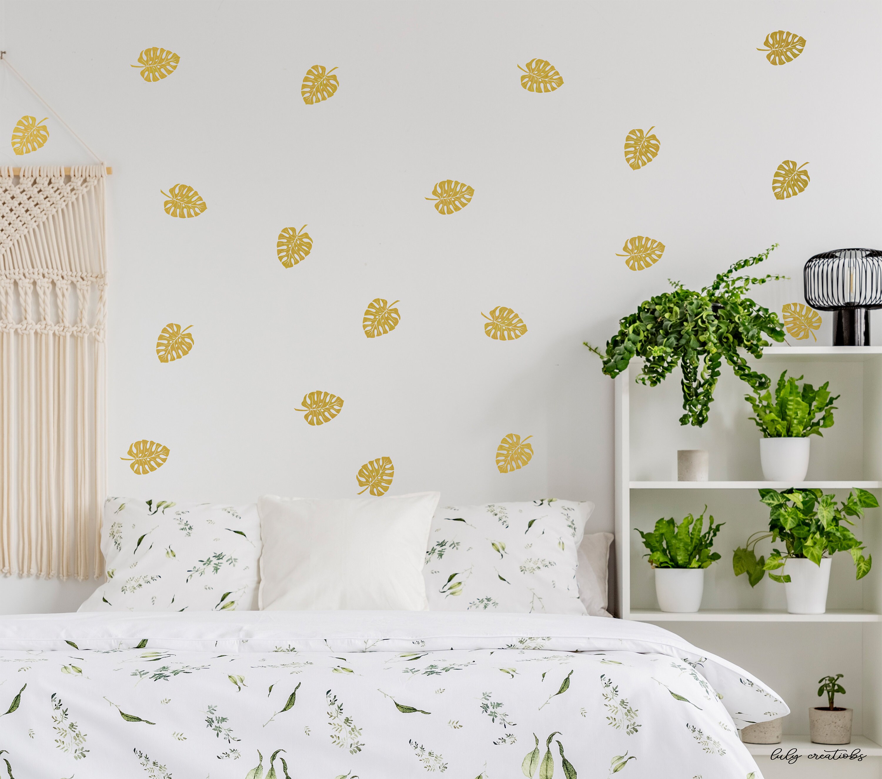 Monstera Leaf Wall Decal Monstera Removable Vinyl Decal Set Etsy