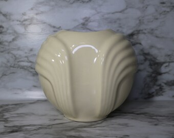Vase Art déco vintage blanc cassé des années 1980