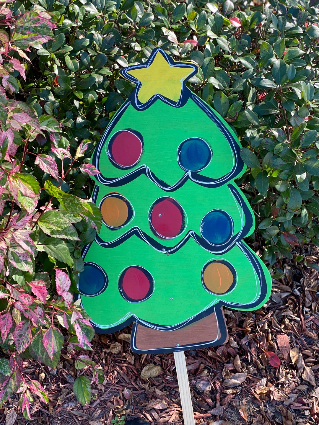 Christmas Tree Yard Stake Etsy
