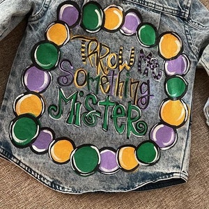 mardi gras fringe jean jacket