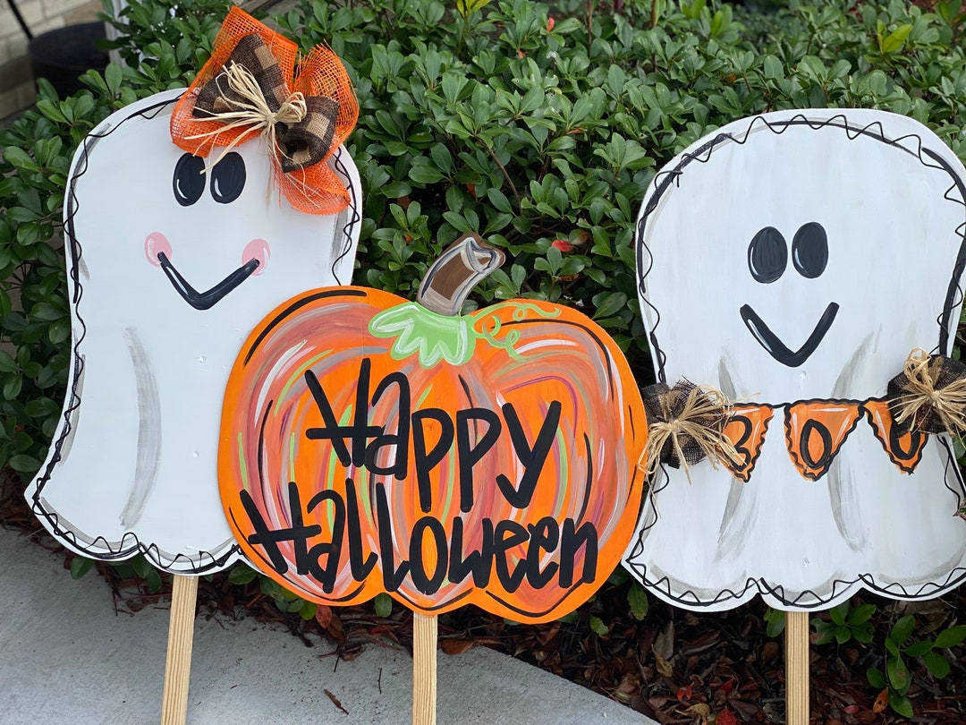 Halloween Set 2 Ft Yard Stakes Can Be Personalized Etsy