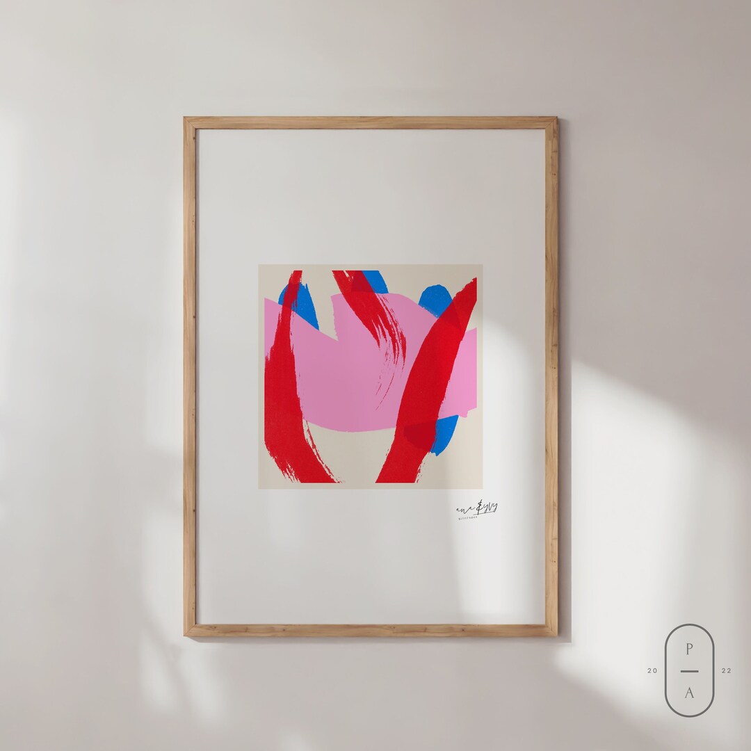 Abstract Art Framed Wall Art Pink Wall Decor Boho Home Decor Minimal