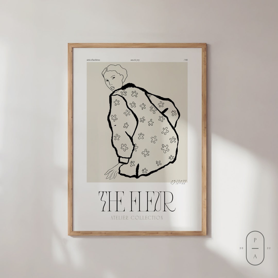 Woman One Line Art Fashion Wall Art Black and White Wall Art Framed