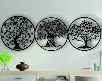 Metal Wall Decor,3 SET Tree metal Wall Decor, Housewarming Gift, Wall Decoration, tree decor boutique,Metal Art