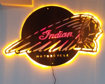 Metal Wall Decor,Indian Motorcycles Wood Sign,Illuminiated,Sign for office,home,for riders,it is a legend all of the roads.