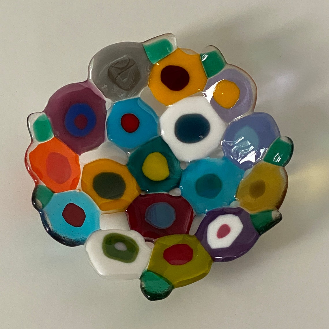 Colorful Handmade Fused Glass Flower Bowl 6 Inches Etsy