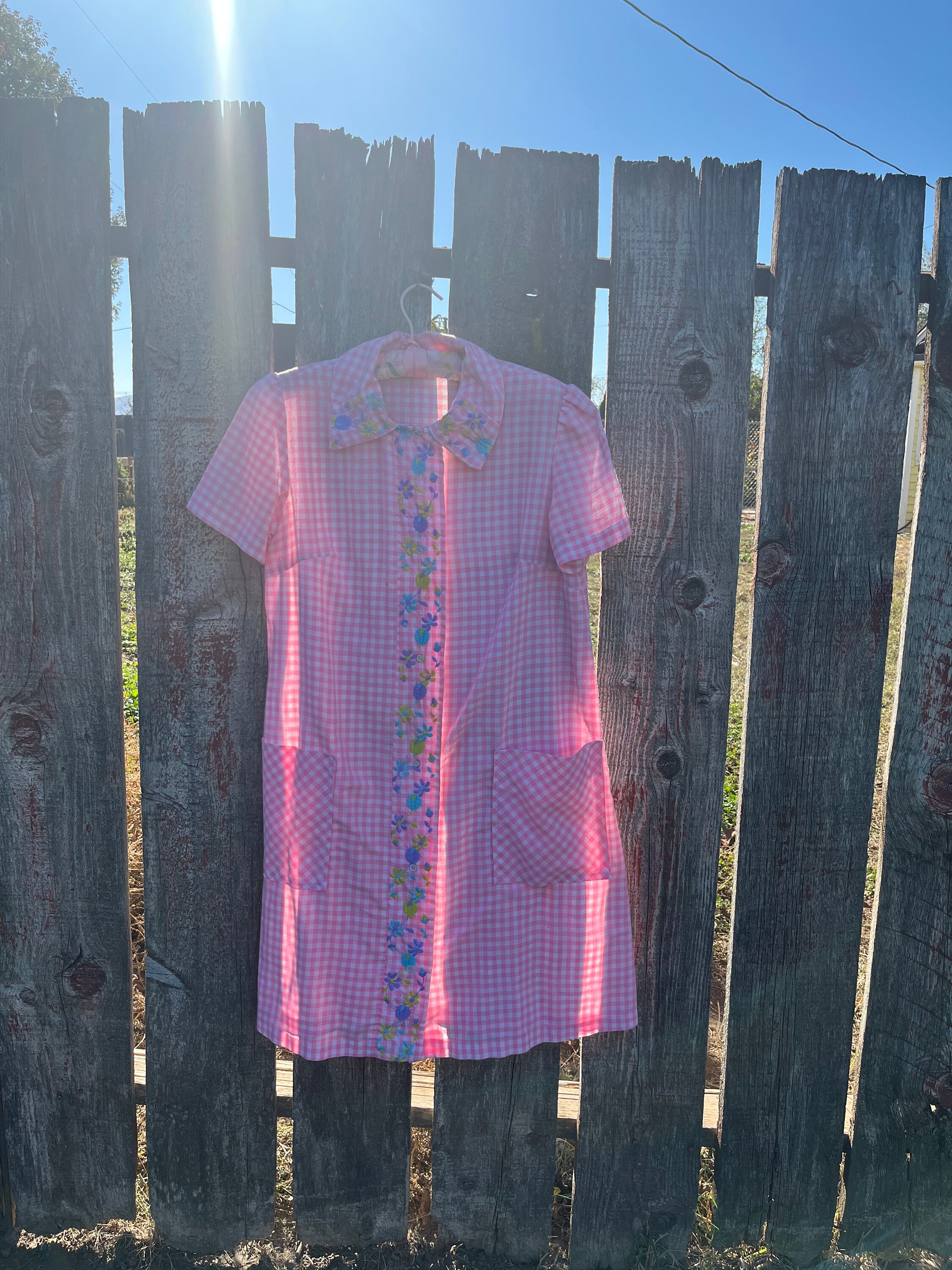 Pink Gingham Hand Embroidered Dress