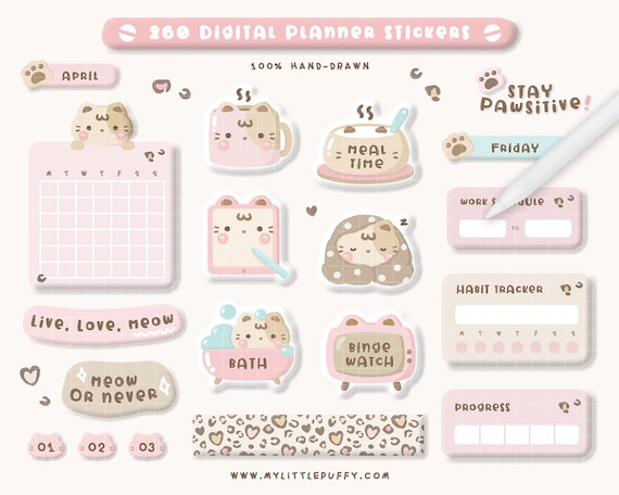 Kawaii Digital Planner Stickers for Goodnotes Planner/ Goodnotes Digital  Planner Stickers/ Digital Sticker Book/ Digital Journal Stickers 