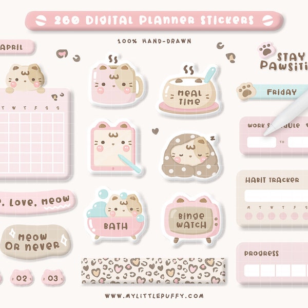Kawaii Digital Planner Stickers for GoodNotes Planner/ GoodNotes Digital Planner Stickers/ Digital Sticker Book/ Digital Journal Stickers