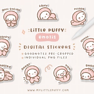 Lindas pegatinas del planificador digital Emotis para GoodNotes Planner / Mood Tracker GoodNotes Planner pegatinas / Kawaii Emoji Digital Planner pegatinas