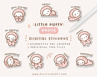 Cute Emotis Digital Planner Stickers for GoodNotes Planner/ Mood Tracker GoodNotes Planner Stickers/ Kawaii Emoji Digital Planner Stickers