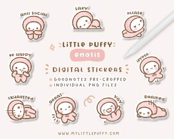 Cute Emotis Digital Planner Stickers for GoodNotes Planner/ Mood Tracker GoodNotes Planner Stickers/ Kawaii Emoji Digital Planner Stickers