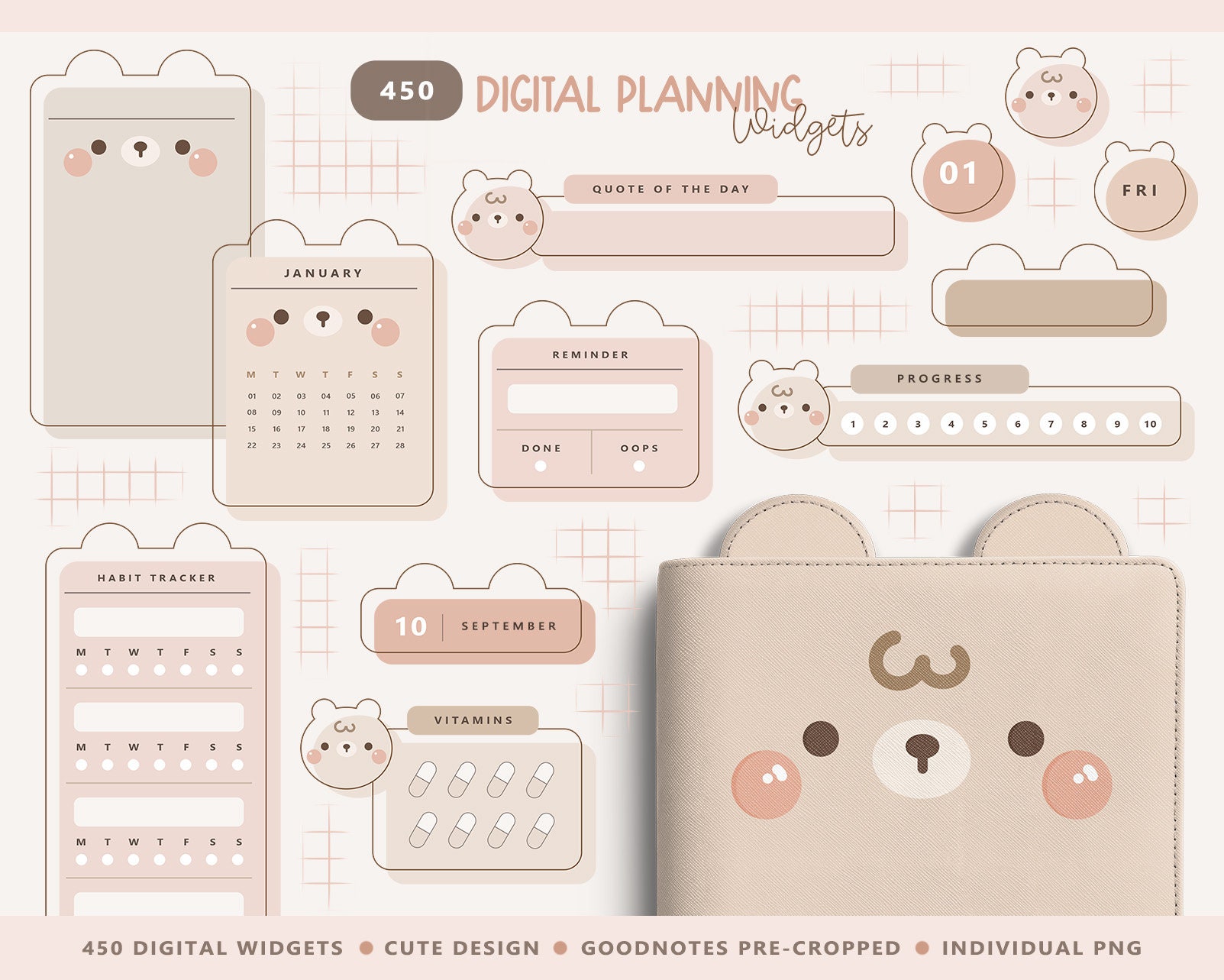 Happy Birthday Stickers for Digital Planner, Cute Animal Character