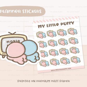 Cute Movie Night Planner Stickers/ Movie Planner Stickers/ Couple Planner Stickers/ Relationship Planner Stickers/ Watch TV Planner Stickers