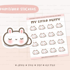 Bunny Sleep Mask Afdrukbare Planner Sticker / Oogmasker Planner Sticker / Welterusten Afdrukbare Planner Sticker / Sleep Tracker / Night Time Sticker