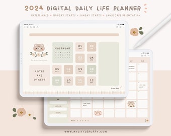 Cute 2024 Digital Planner/ Journal Digital Planner 2024/ Daily 2024 Digital Planner/ Cute GoodNotes Planner 2024/ Cute Digital Daily Planner