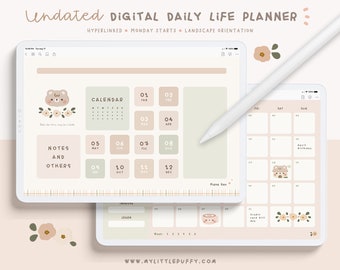 Undated Kawaii Daily Digital Planner/ Cute Digital Planner/ Kawaii Digital Journal/ Planner/ GoodNotes Planner Undated/ Cute Digital Journal