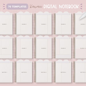 Cute Bunny Digital Notebook/ Hyperlinked Digital Notebook/ 12 Sections Digital Notebook/ Kawaii Digital Notebook/ Pink Notebook Digital Cute zdjęcie 4